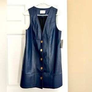 NWT! Hyacinth House  - NAVY FAUX LEATHER PINAFORE DRESS. XS 

Retails $158.
